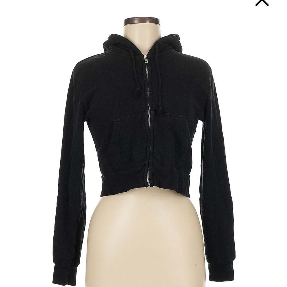 Brandy Melville Ribbed Zipped Up Cropped Hoodie